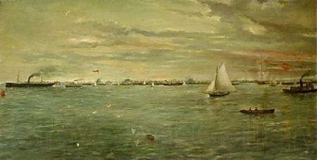 Verner Moore White The Harbor at Galveston, was painted for the Texas exhibit at the Germany oil painting art